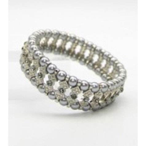 Grey Pearl Beaded Bridal Bracelet